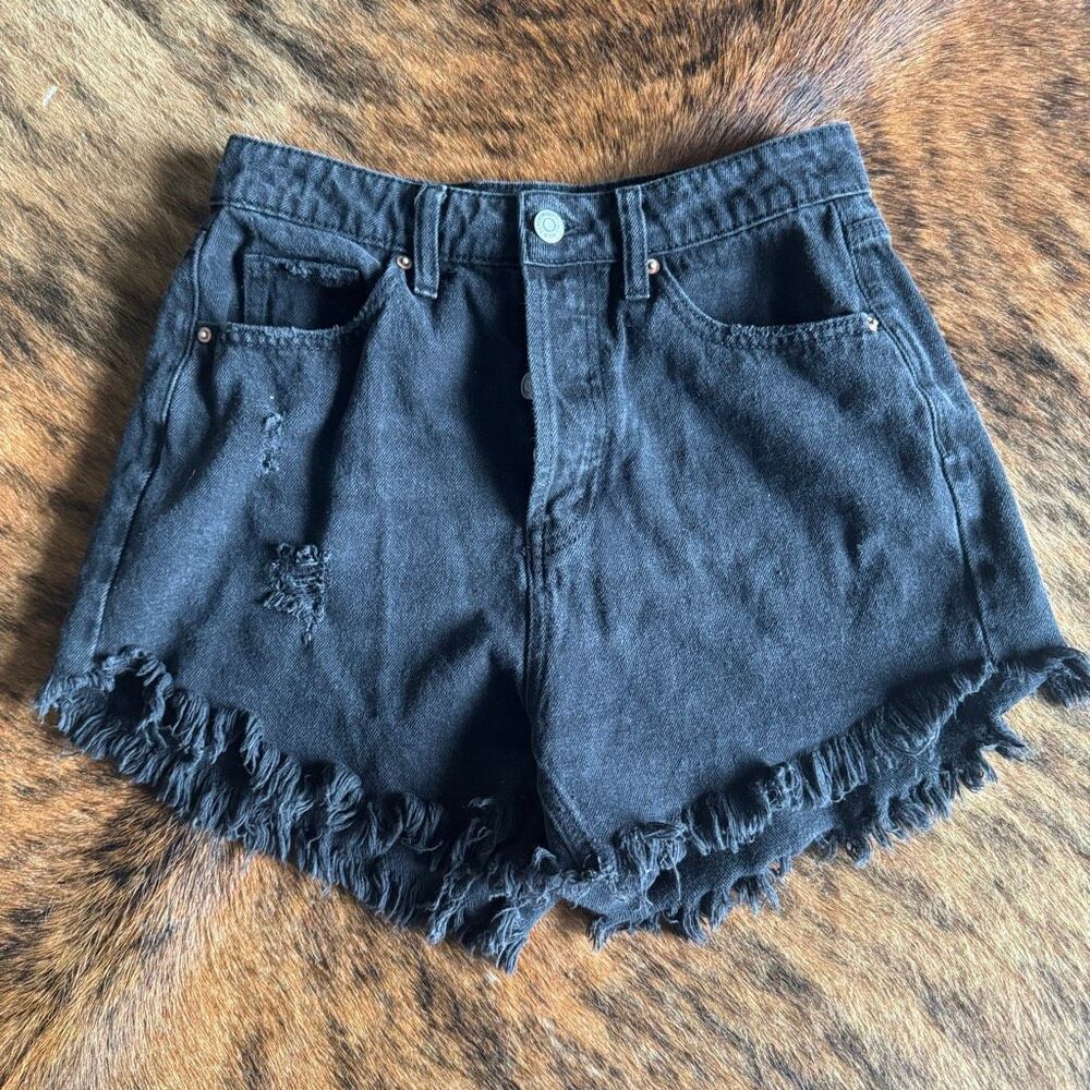 Wild Fable High Rise Button Fly Frayed Denim Shorts Size 4